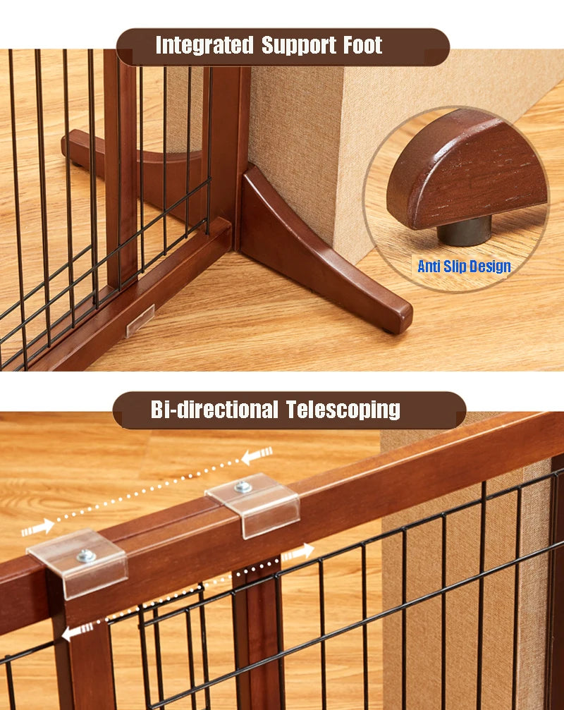 High-end Solid Wood Retractable Pet Fence, Indoor Staircase Guardrail, Isolation Door, Balcony Railing, Dog and Cat,