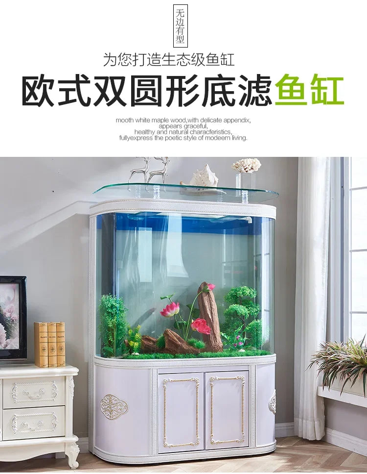 European round Aquarium Living Room Large Bottom Filter Ecological Change Water Glass Fish Globe