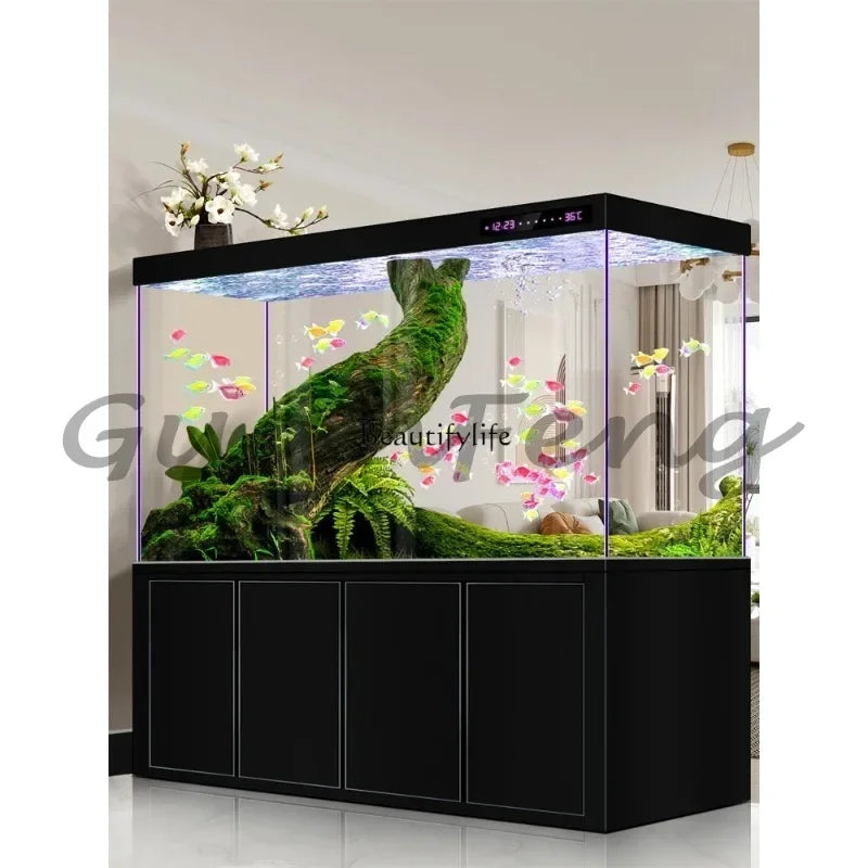 Dragon Fish Tank Living Room Large Aquarium Bottom Filter Ultra-White Glass Home Partition Ecological Automatic Change Water