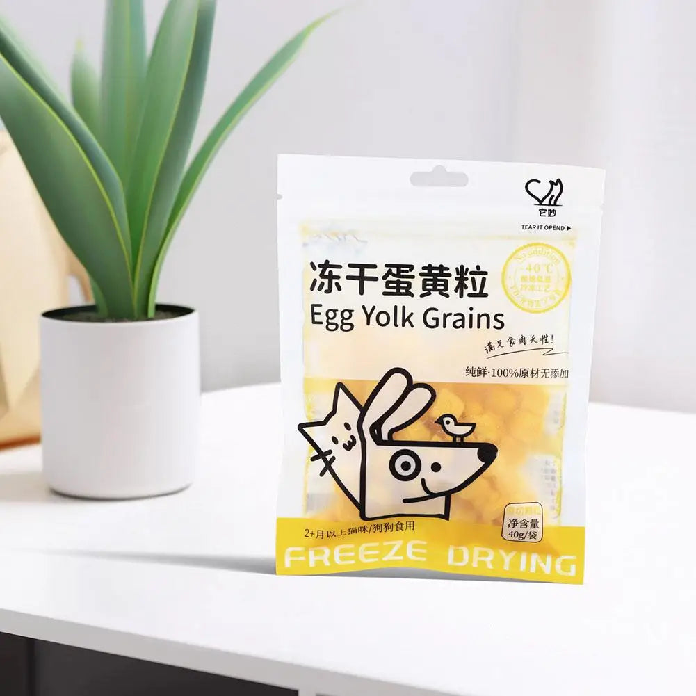 40g Freeze Dried Egg Yolk Granules Beautify Smoothing Freeze-dried Snacks To Safe Healthy Cat Hair Pets Food Cat Pet