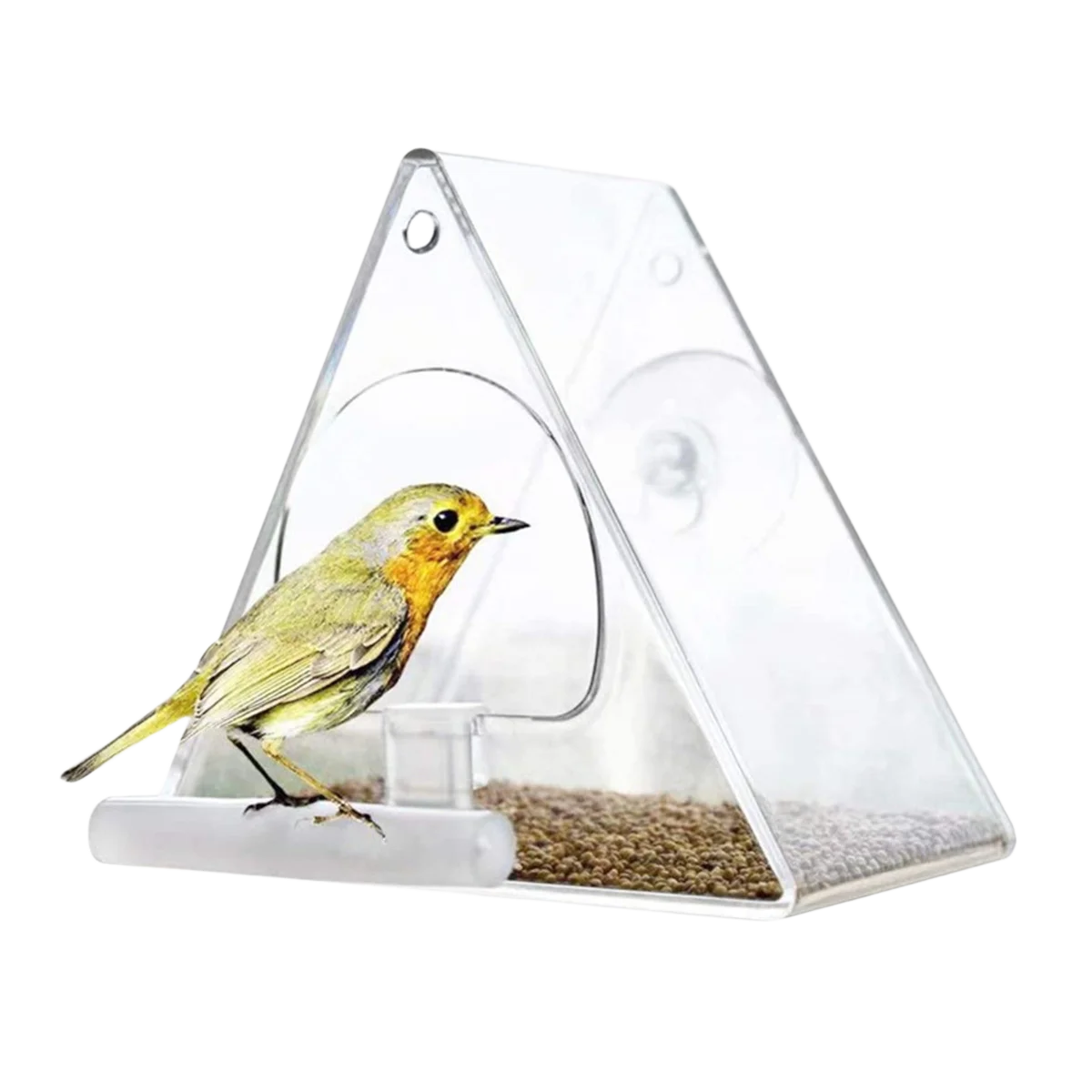 Window Bird Feeder Ultra-Strong Suction Cup, and Weather-Resistant Design for Garden Yard Patio Triangle Acrylic Bird Feeder