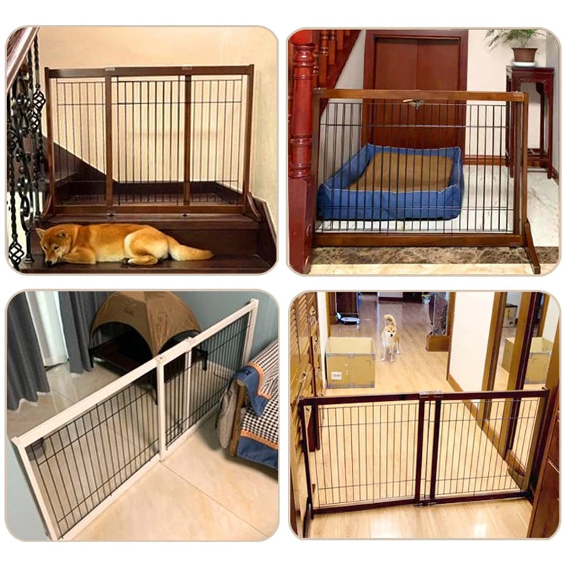 High-end Solid Wood Retractable Pet Fence, Indoor Staircase Guardrail, Isolation Door, Balcony Railing, Dog and Cat,