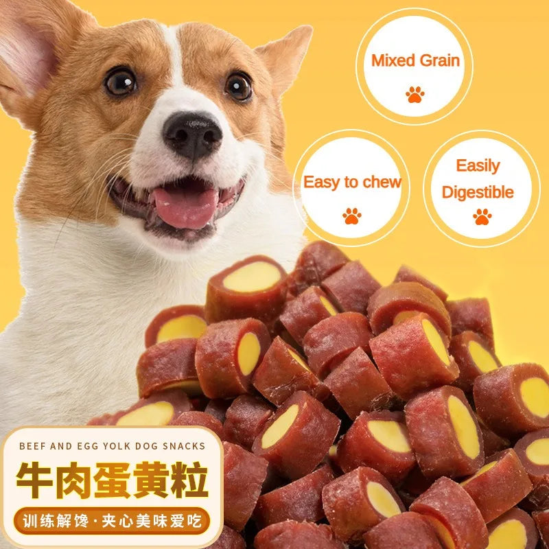 Dog Snacks 110g Beef Sandwich Egg Yolk Granules Training Reward Chewy Nutritious Delicious Healthy Pet Snacks Dog Food Pet Food