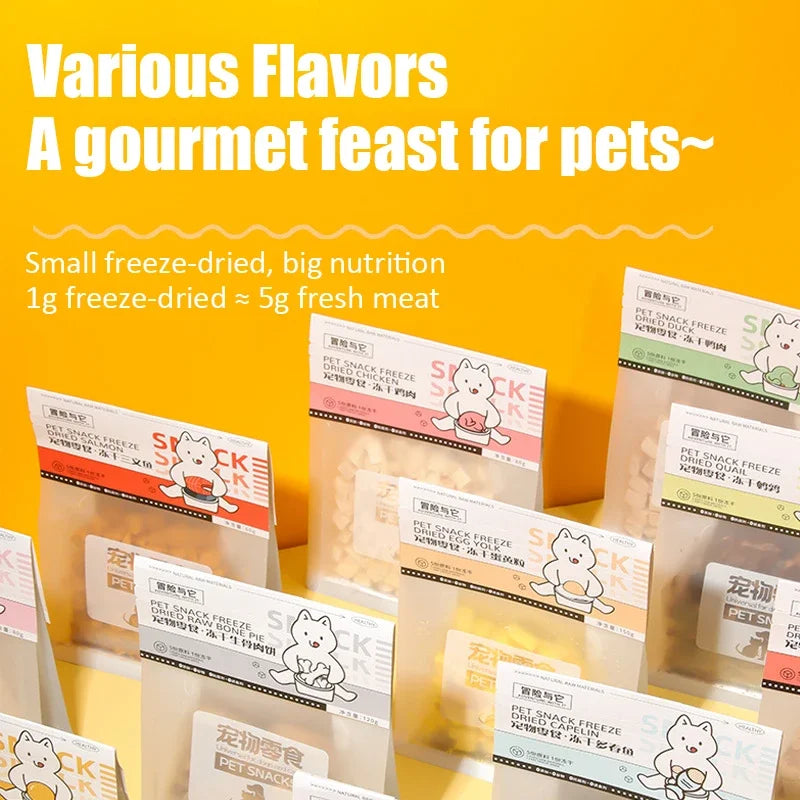 Cat Snacks Pet Freeze-dried Chicken Breast Duck Meat Diced Quail Dried Salmon Egg Yolk Adult Cats Kitten Dog Snacks Pet Food