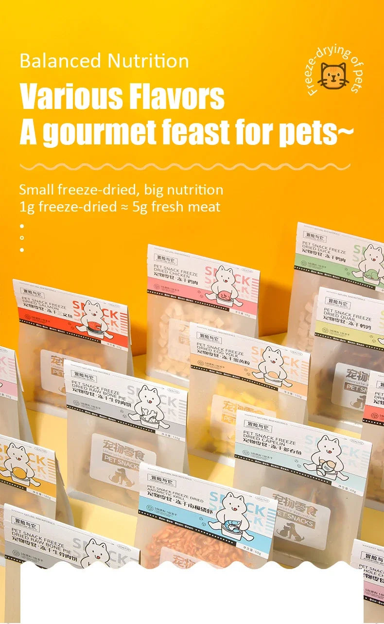 Cat Snacks Pet Freeze-dried Chicken Breast Duck Meat Diced Quail Dried Salmon Egg Yolk Adult Cats Kitten Dog Snacks Pet Food