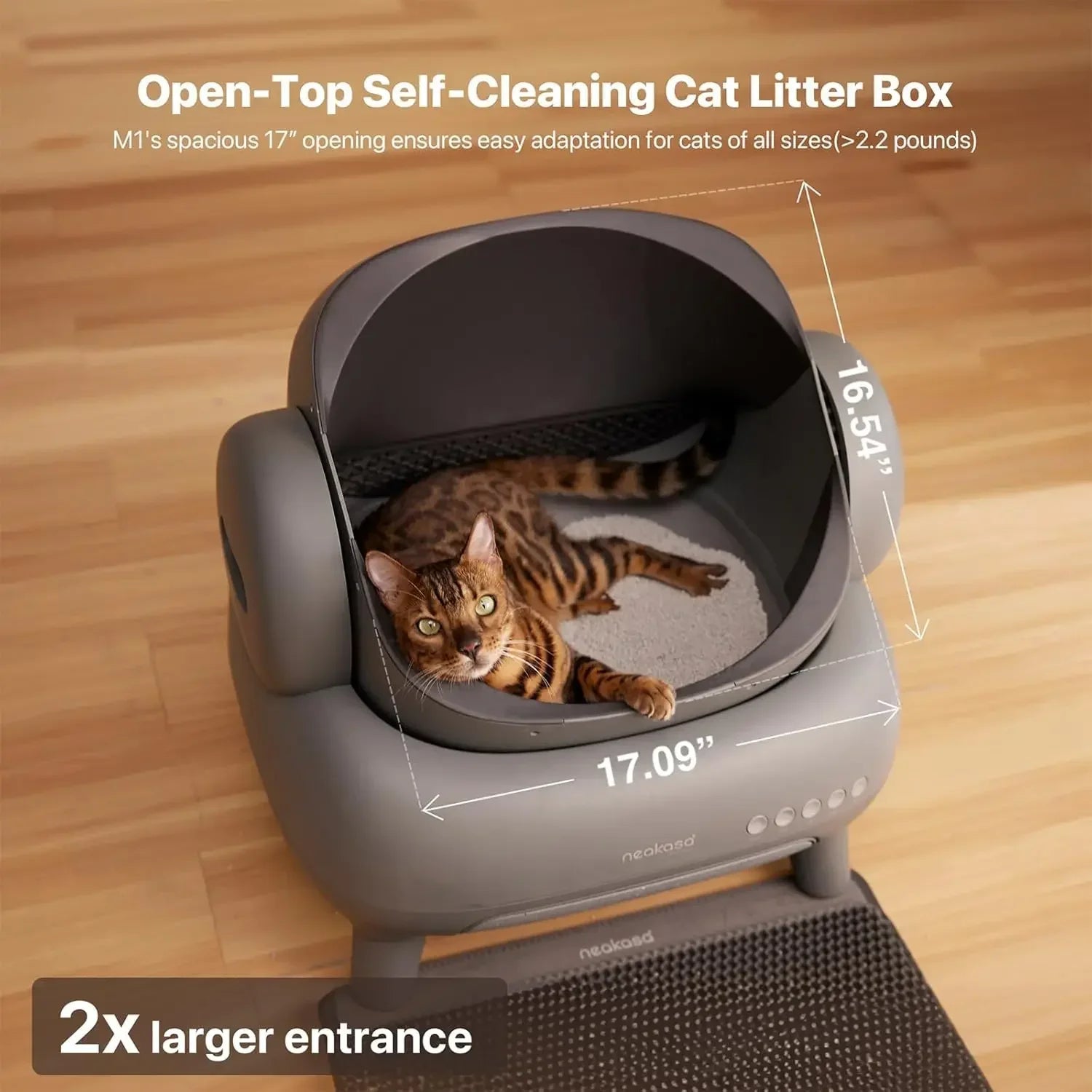 Neakasa M1 Automatic Cat Litter Box with App Control Open-Top Self Cleaning Smart Litter Box Safety Protection for Multi Cats