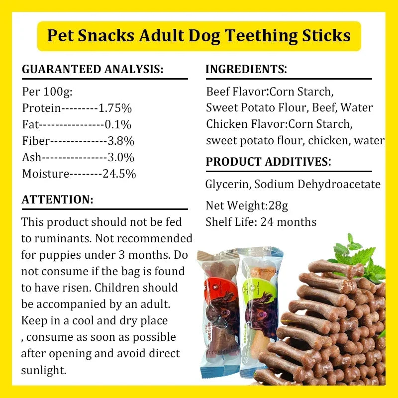 New Dog Snacks Teething Sticks 28g Teeth Cleansing Bone Fresh Ingredients Flavorful Nutritious Healthy Pet Puppy Snacks Foods