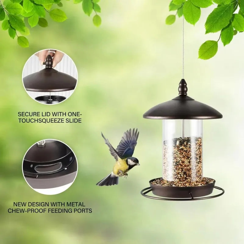 Automatic Transparent Bird Waterproof Feeder Detachable Hanging Bird Feeder Outdoor Rust-Proof Self-Catering Hummingbird Feeder