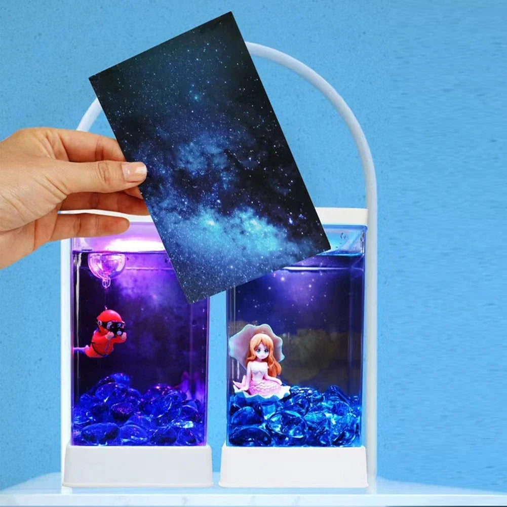 Desktop Betta Fish Tank with LED Light  Adjustable Light Small Aquarium Mini Plastic Fish Tank with Dimmable Lighting Home Decor