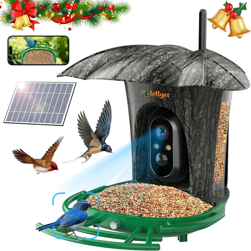 AI Smart Bird Feeder Camera with 64G Card,1080P HD AI Identify Bird Species,Hummingbird Feeder,Bird House with 7W Solar Panel