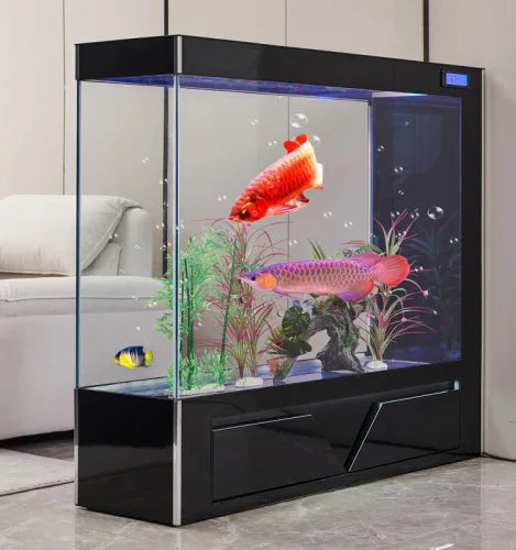 Super White Glass Fish Tank Living Room Partition Screens Ecological Aquarium Lazy Change Water Medium and Large Floor Self