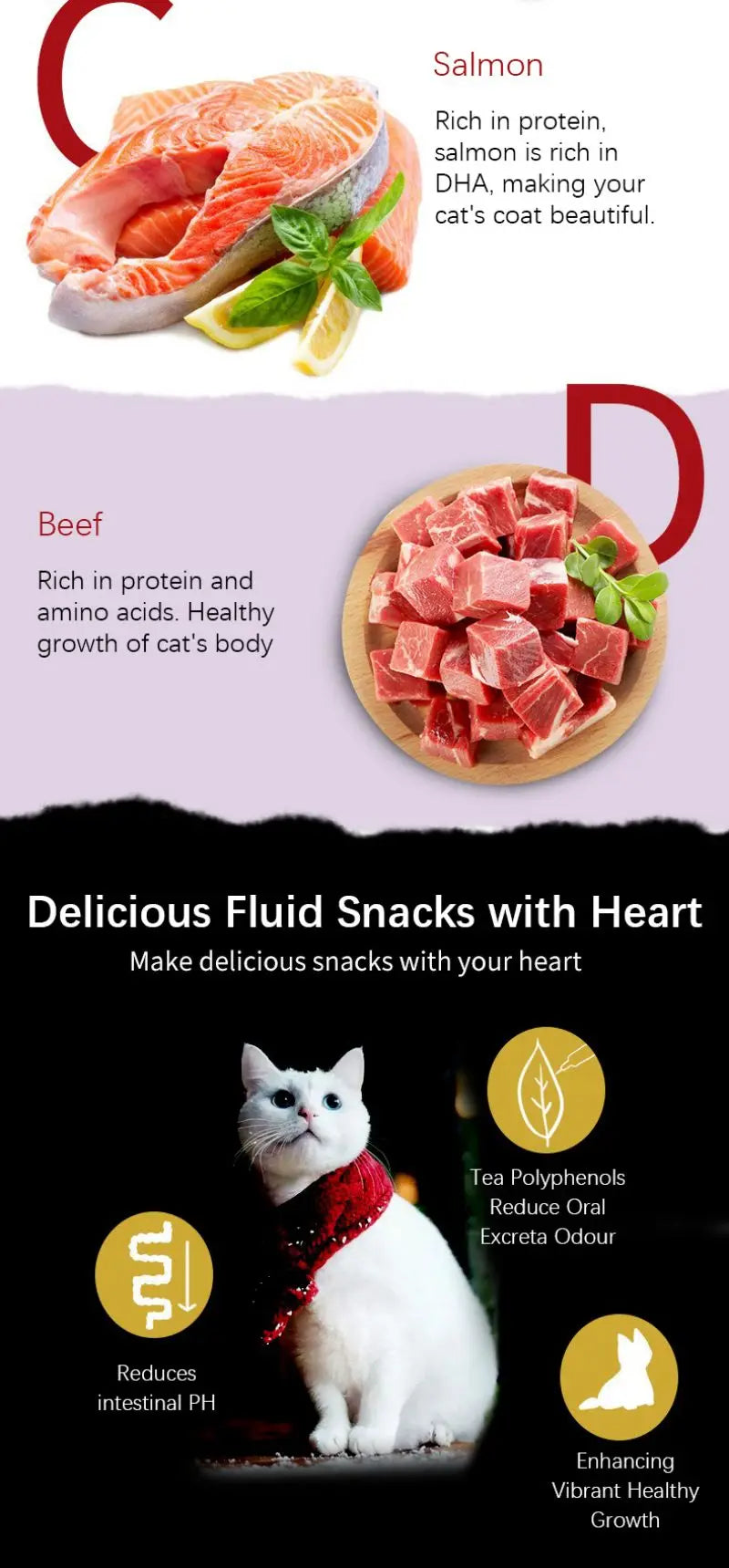 Cat Strips 13gX8PCS Wet Food Pet Cat Snacks Cod Tuna Beef Pet Food Cats Supplement Protein DHA Cat Sauce Make Hair Beautiful