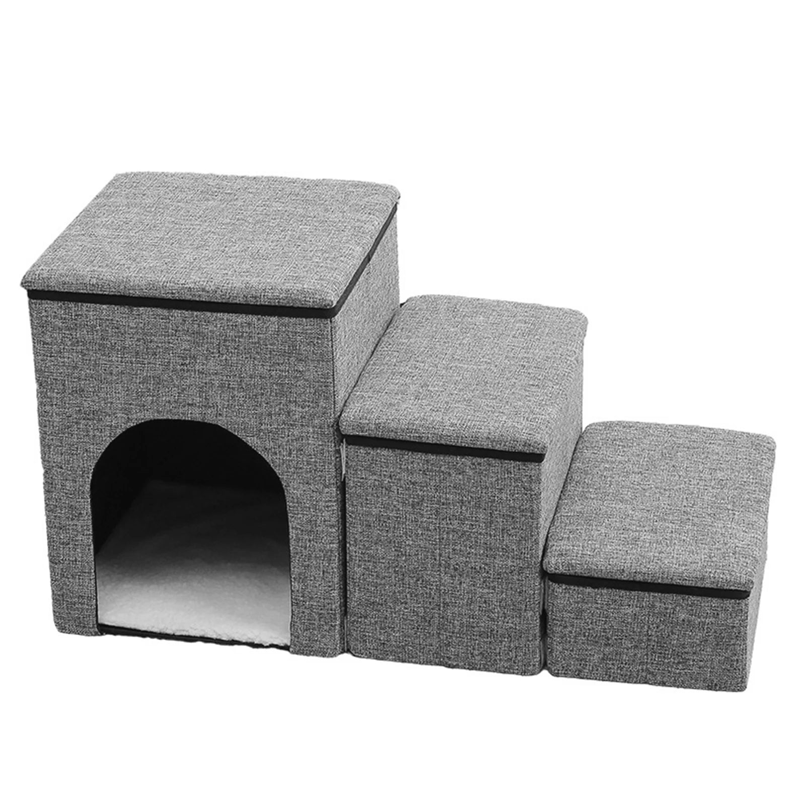 Folding Pet Stairs with Storage Box Non-Slip Pads High Beds Dog Puppy Ramp Dog Stairs for Indoor/Outdoor Travel Dog Cat Steps