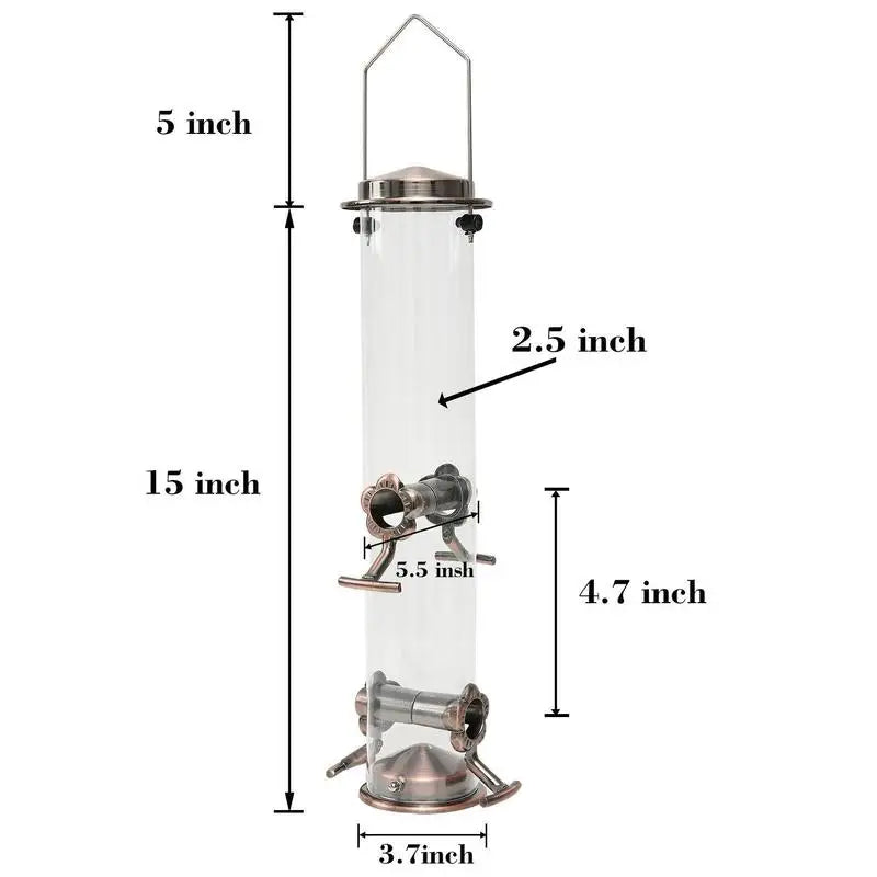 Durable Wild Bird Hanging Feeder Stainless Steel Bird Food Dispenser Container Tubular Anti-rust Outdoor Garden Decor Drop Ship