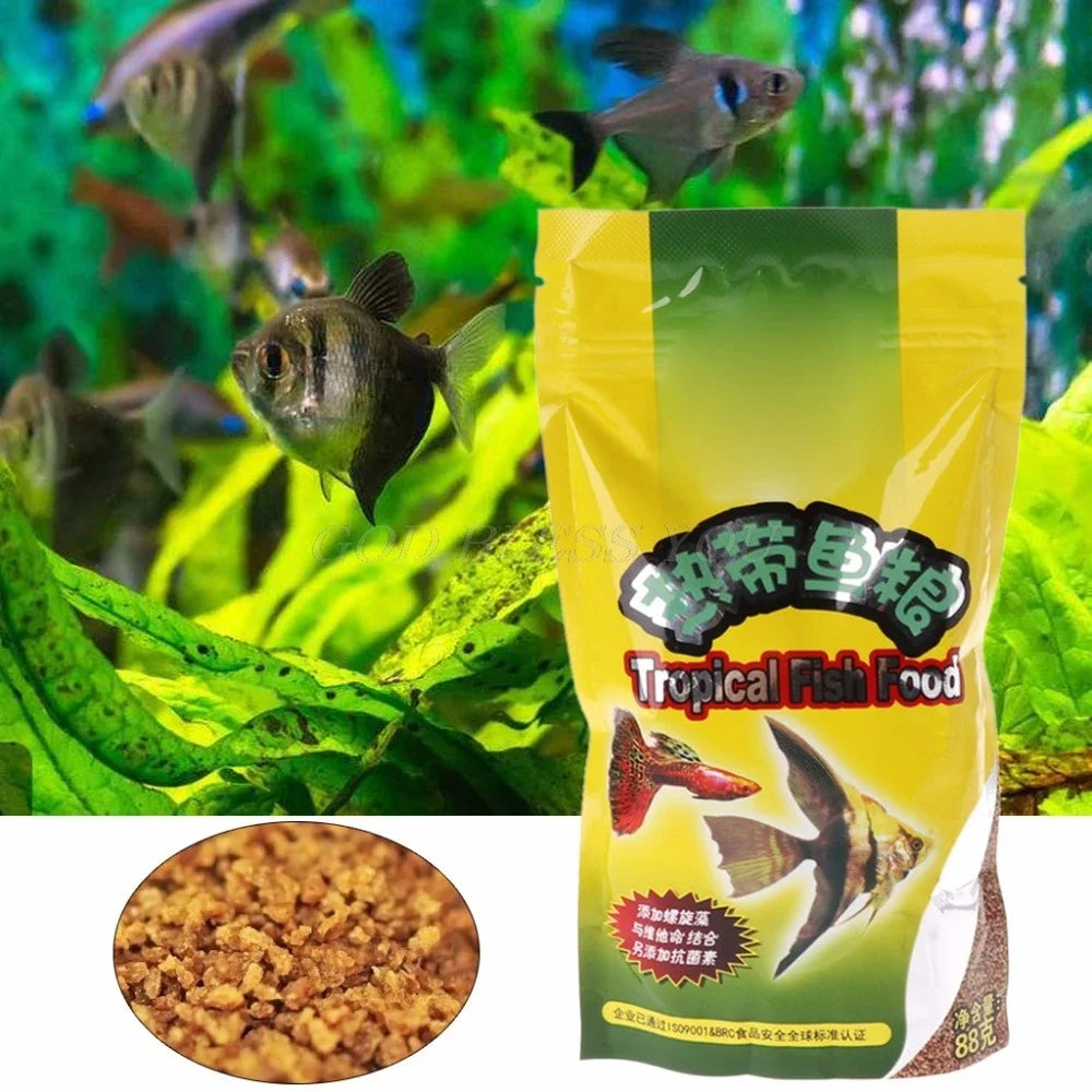 Aquarium Tank Tropical Fish Food Small Fish Feed Grain 88g Delicious Food Especially for Guppy Lantern Fish 1 Bag