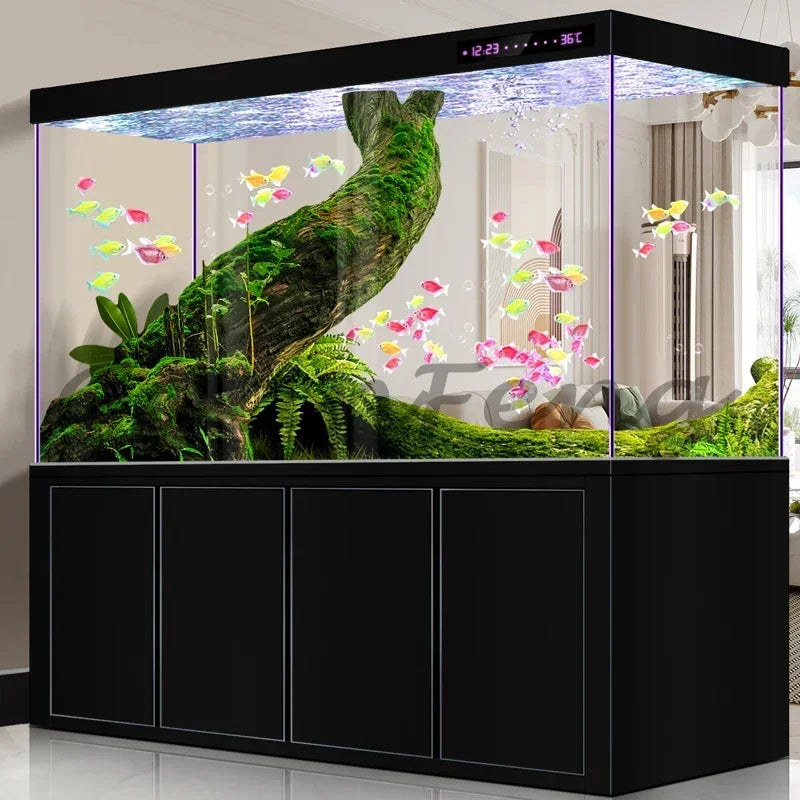 Dragon Fish Tank Living Room Large Aquarium Bottom Filter Ultra-White Glass Home Partition Ecological Automatic Change Water