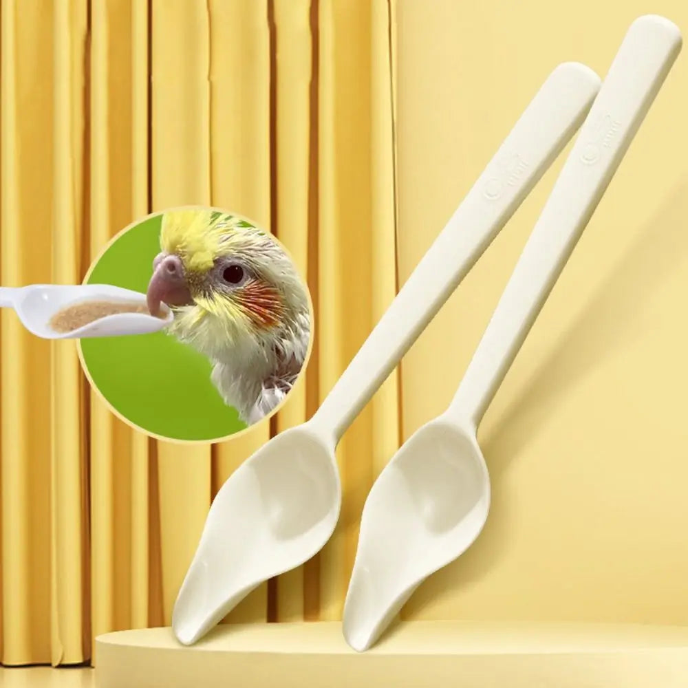 Plastic Bird Milk Powder Feeder Long Handle Thickened Chicks Medicine Spoon Heat-resisting Bird Food Water Spoon for Feeding