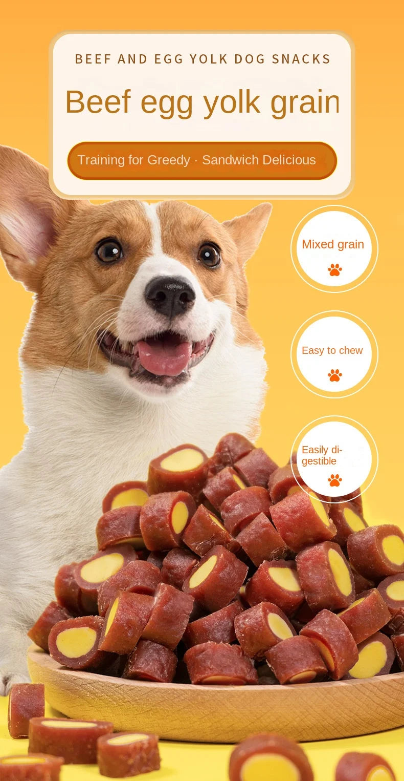 Dog Snacks 110g Beef Sandwich Egg Yolk Granules Training Reward Chewy Nutritious Delicious Healthy Pet Snacks Dog Food Pet Food