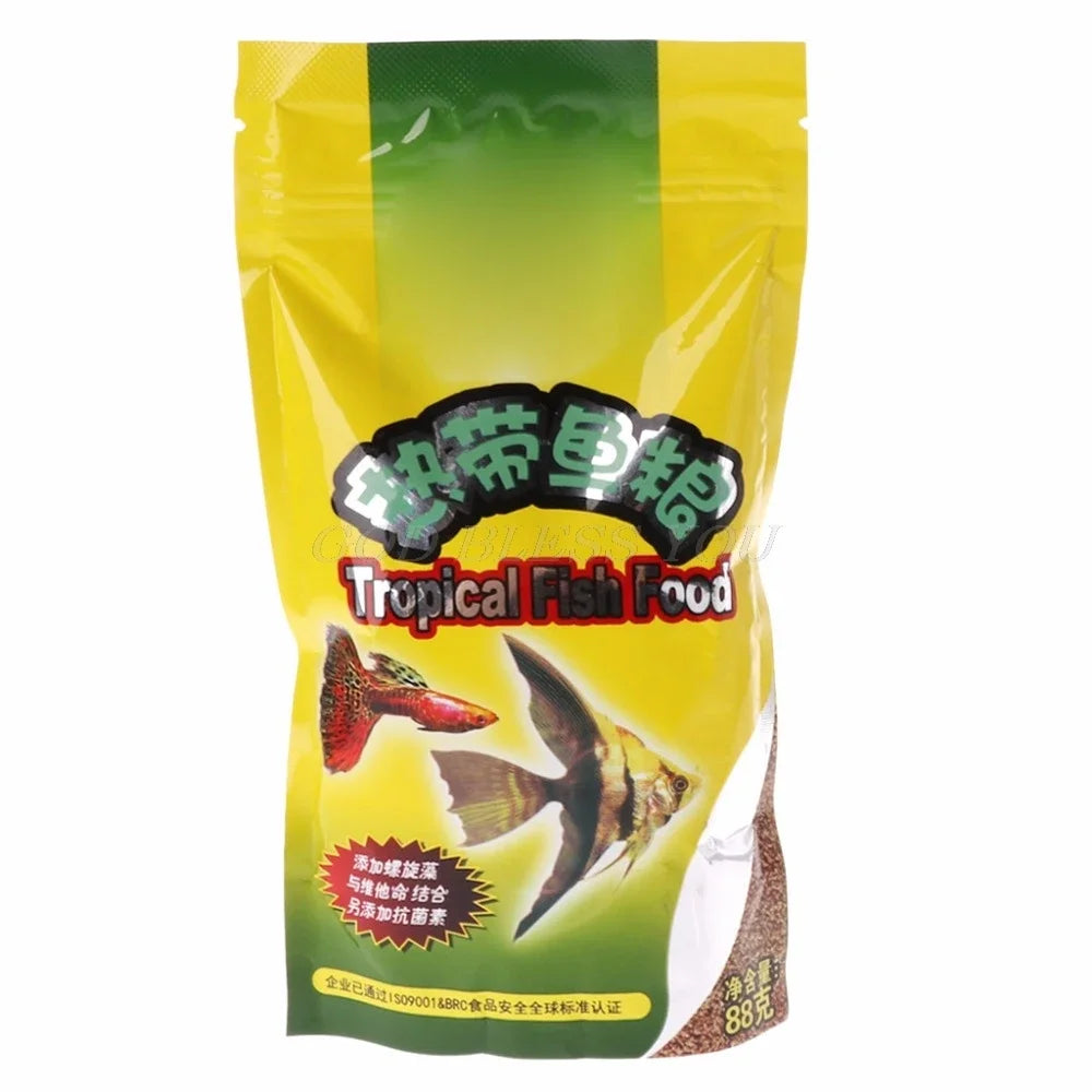 Aquarium Tank Tropical Fish Food Small Fish Feed Grain 88g Delicious Food Especially for Guppy Lantern Fish 1 Bag