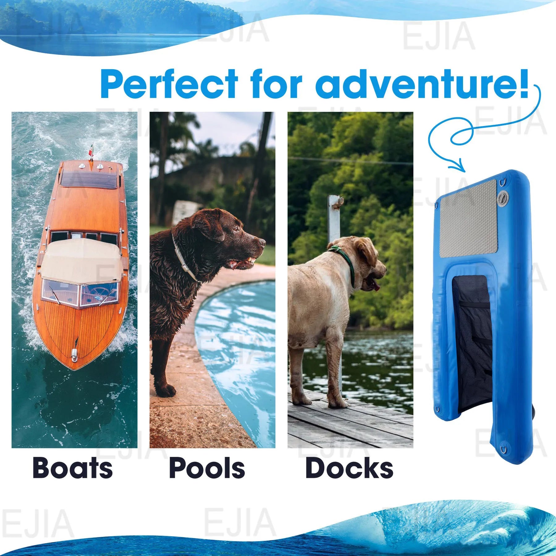 Stock Fast Shipping  120/150cm Inflatable Pup Plank Series Floating Dog Water Ramp Float Ladder For Boats Pools Swimming Pets