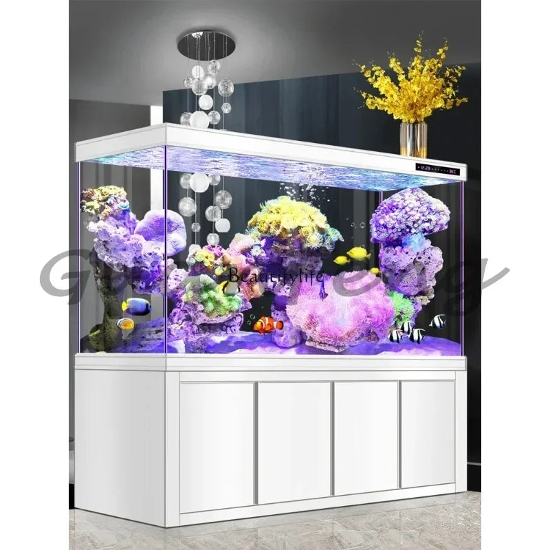 Dragon Fish Tank Living Room Large Aquarium Bottom Filter Ultra-White Glass Home Partition Ecological Automatic Change Water