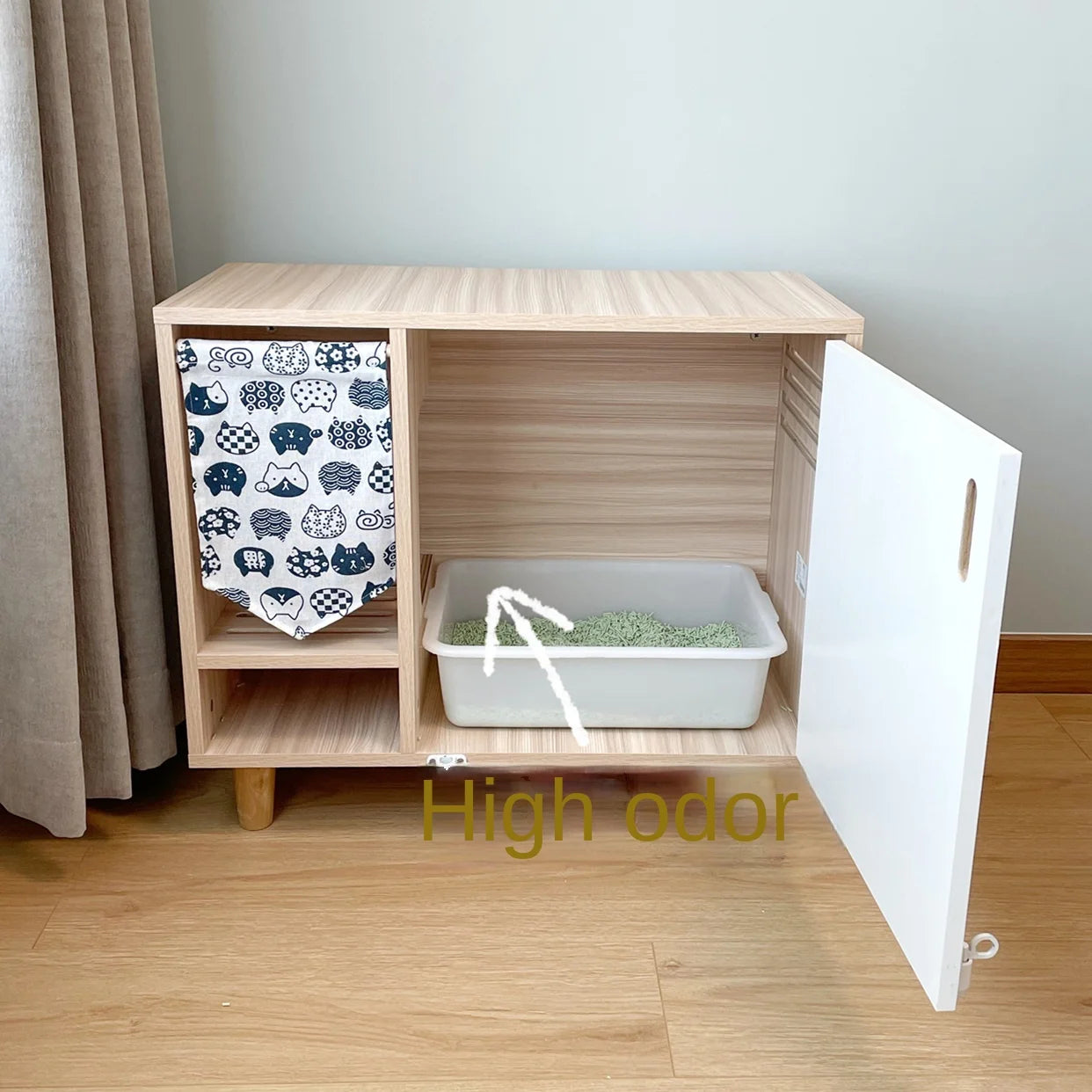 Japanese-style Wooden at Litter, Toilet, Enclosed Anti-splash and Odor-proof Cabinet, t Litter Box, Cat Furniture