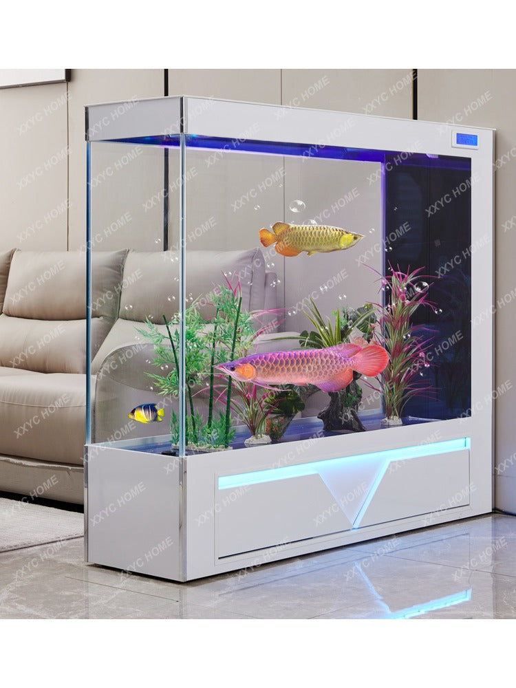 Super White Glass Fish Tank Living Room Partition Screens Ecological Aquarium Lazy Change Water Medium and Large Floor Self