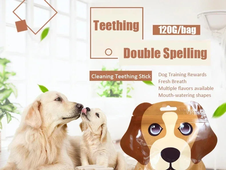 Dog Snacks Teething Stick 120g Mixed Flavor Tooth Cleaning Bone Fresh Breath Adult Dogs Puppy Training Reward Pet Snack Food