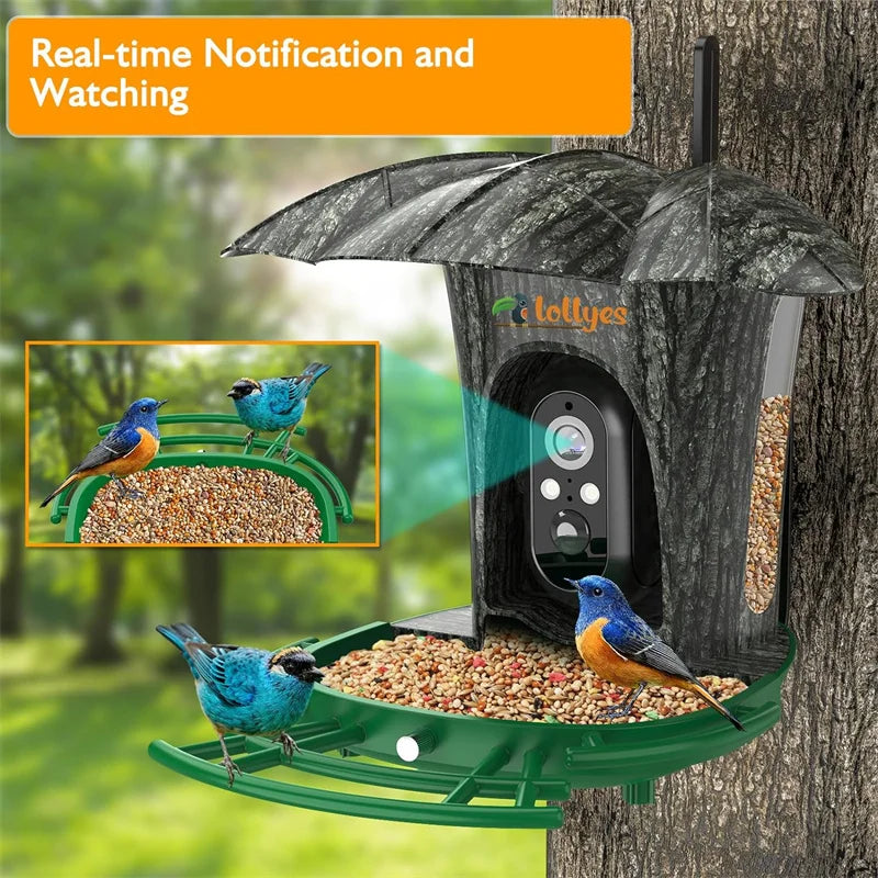 AI Smart Bird Feeder Camera with 64G Card,1080P HD AI Identify Bird Species,Hummingbird Feeder,Bird House with 7W Solar Panel