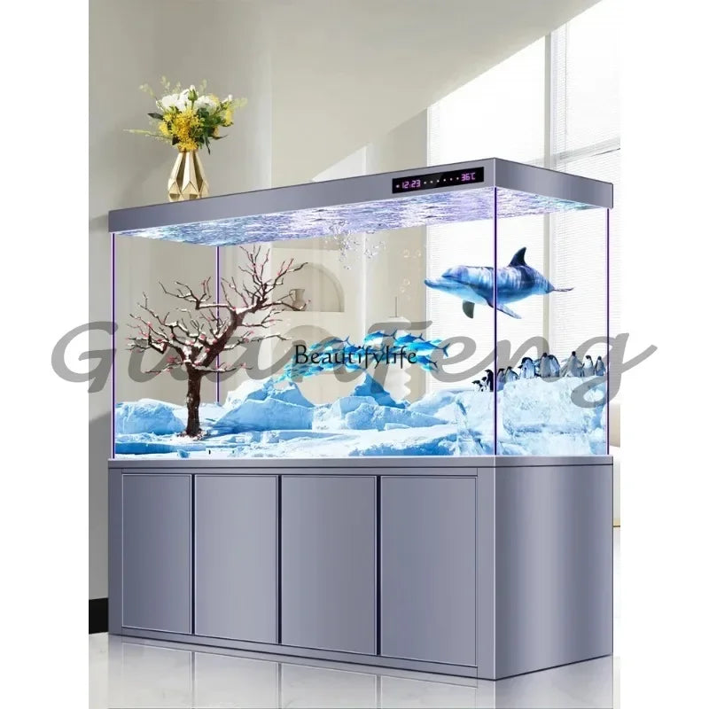 Dragon Fish Tank Living Room Large Aquarium Bottom Filter Ultra-White Glass Home Partition Ecological Automatic Change Water