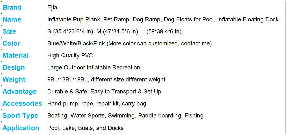 Stock Fast Shipping  120/150cm Inflatable Pup Plank Series Floating Dog Water Ramp Float Ladder For Boats Pools Swimming Pets