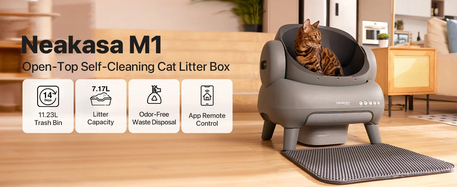 Neakasa M1 Automatic Cat Litter Box with App Control Open-Top Self Cleaning Smart Litter Box Safety Protection for Multi Cats