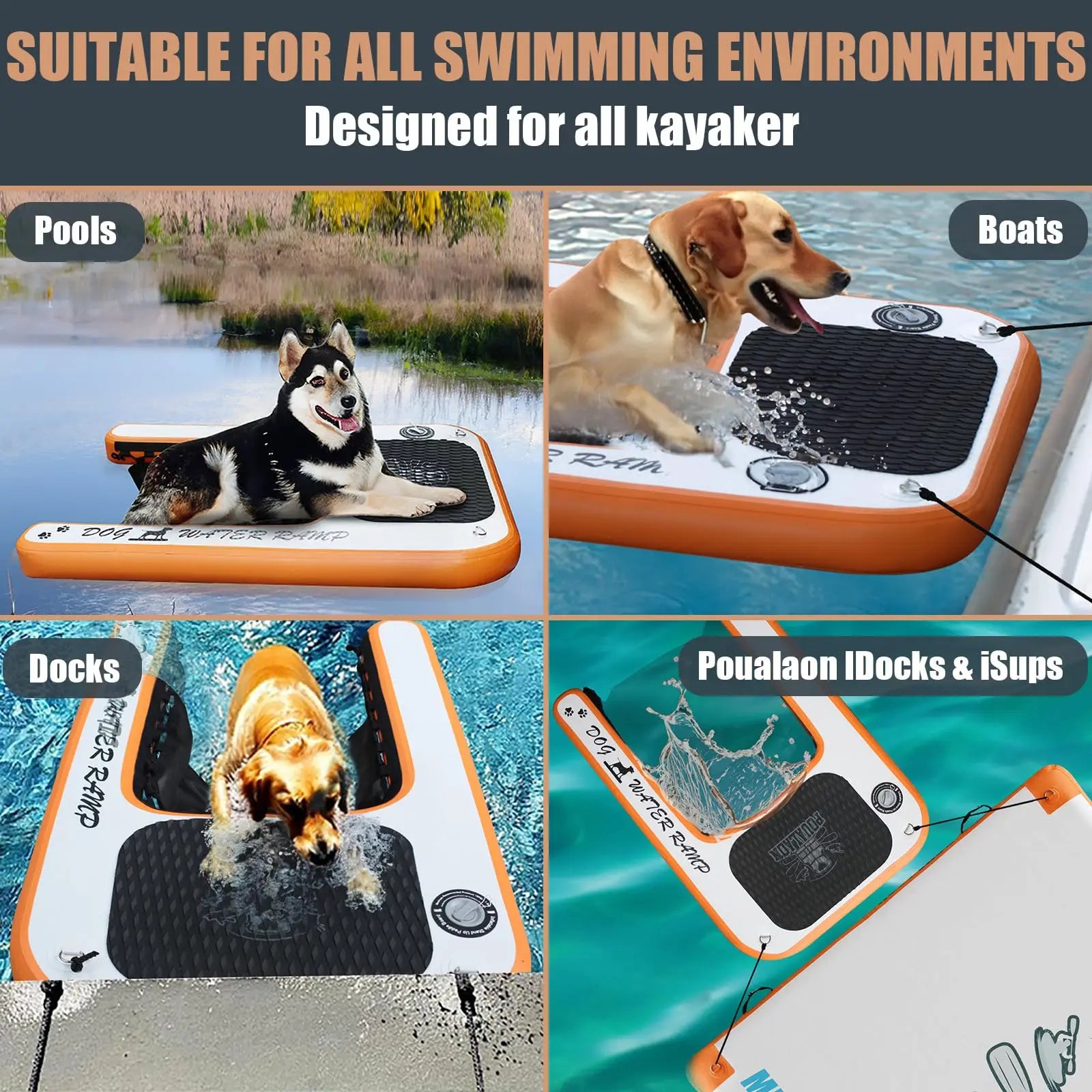 Stock Fast Shipping  120/150cm Inflatable Pup Plank Series Floating Dog Water Ramp Float Ladder For Boats Pools Swimming Pets