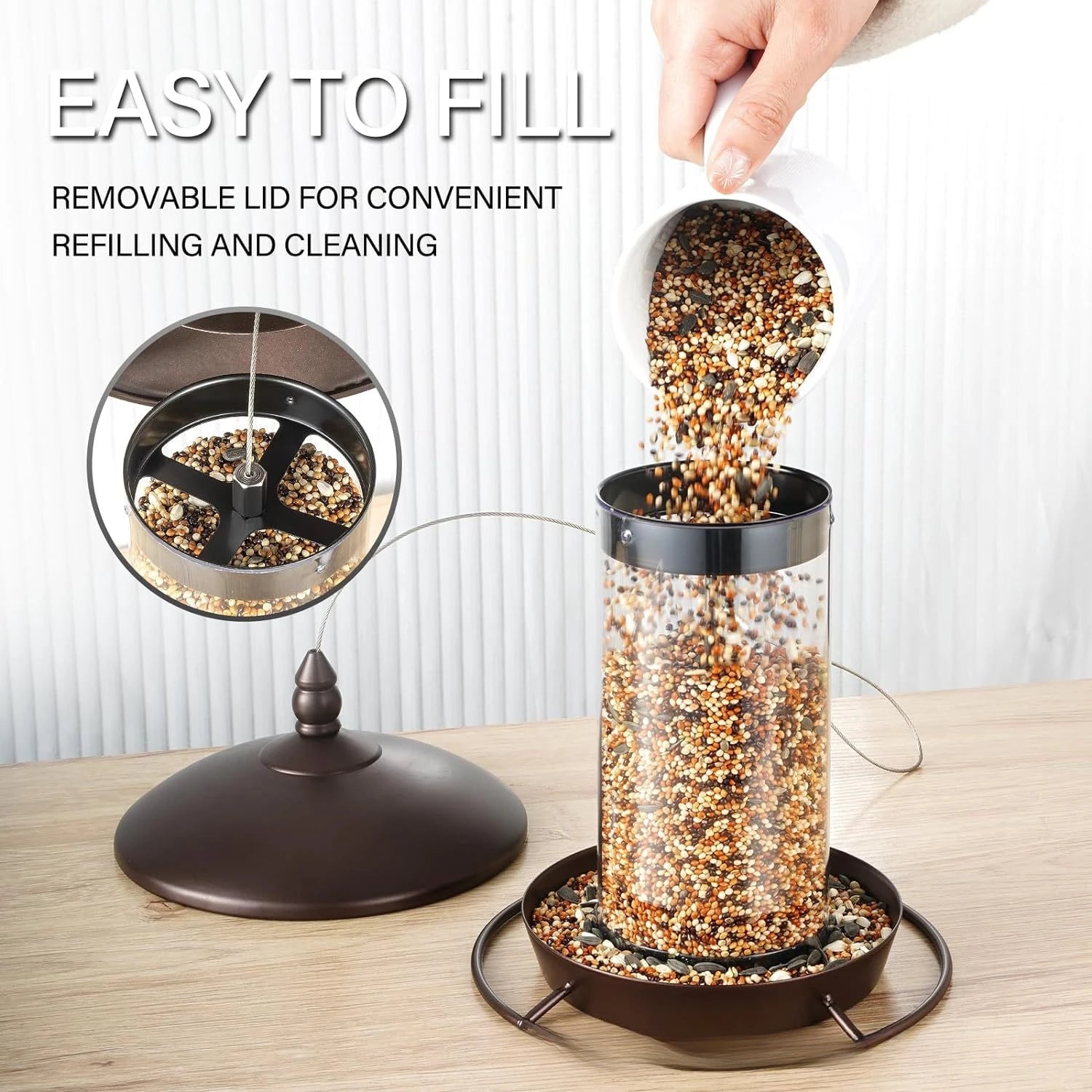 Automatic Transparent Bird Waterproof Feeder Detachable Hanging Bird Feeder Outdoor Rust-Proof Self-Catering Hummingbird Feeder