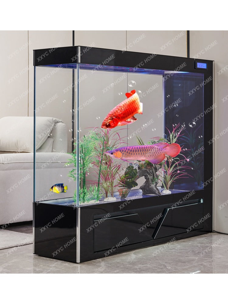 Super White Glass Fish Tank Living Room Partition Screens Ecological Aquarium Lazy Change Water Medium and Large Floor Self