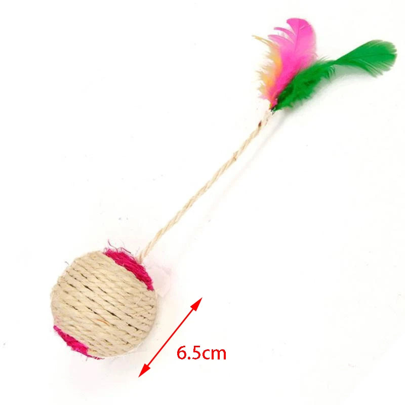 1Pc Cat Toy Sisal Scratching Ball Training Interactive Toy for Kitten Pet Cat Supplies Feather Toy Cat Toys Interactive