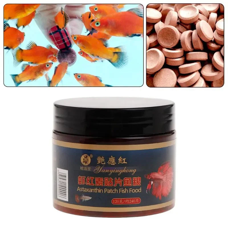 Astaxanthin Aquarium Fish Tank Tablet Pills 240pcs Tablets Natural Safe Sinking Protein Nutrition Non-toxic Supplies Fish Food