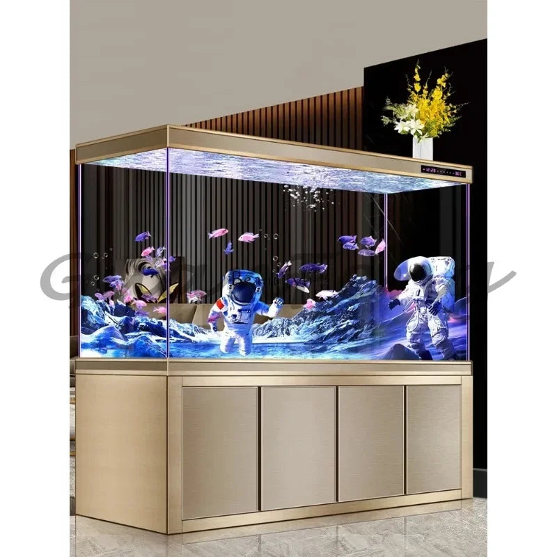 Dragon Fish Tank Living Room Large Aquarium Bottom Filter Ultra-White Glass Home Partition Ecological Automatic Change Water