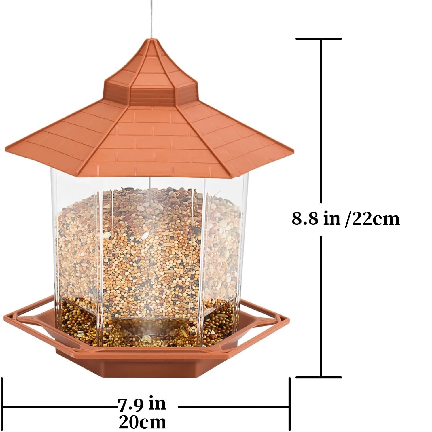 Automatic Bird Feeder Hanging Food Feeding Tool Gazebo Outdoor Birds Feeder Multiple Hole Nut Feeding House Bird Food Container