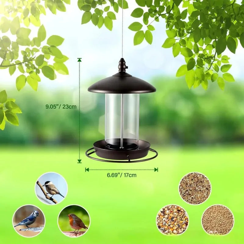 Automatic Transparent Bird Waterproof Feeder Detachable Hanging Bird Feeder Outdoor Rust-Proof Self-Catering Hummingbird Feeder