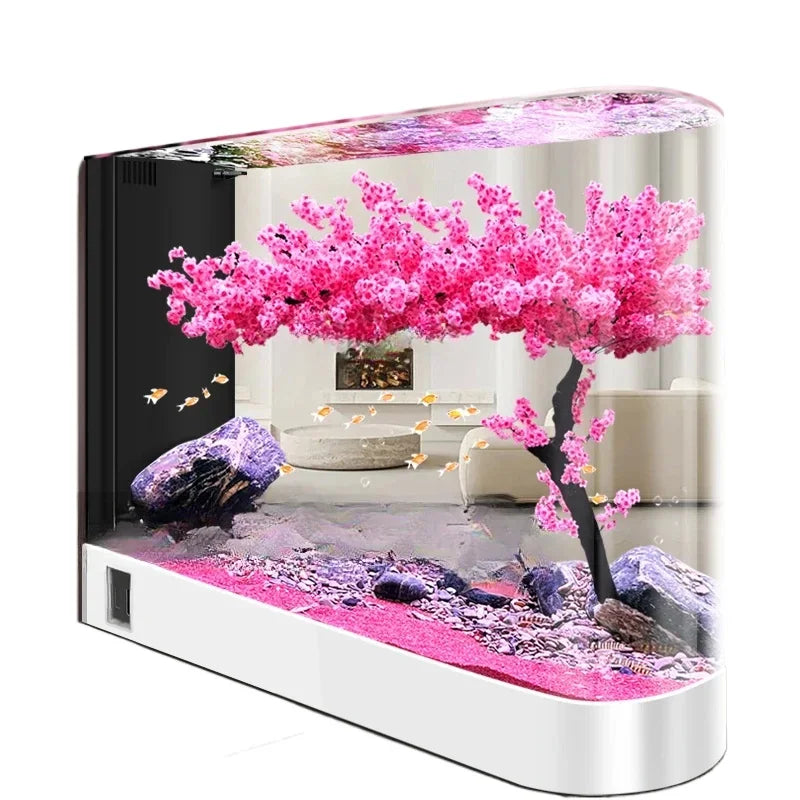 Fish Tank Super White Glass Living Room Large Subareas Screens Hot Bending Integrated Floor Aquarium