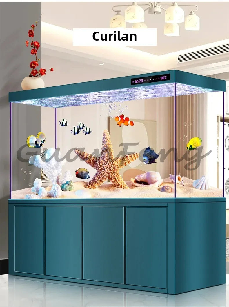 Dragon Fish Tank Living Room Large Aquarium Bottom Filter Ultra-White Glass Home Partition Ecological Automatic Change Water