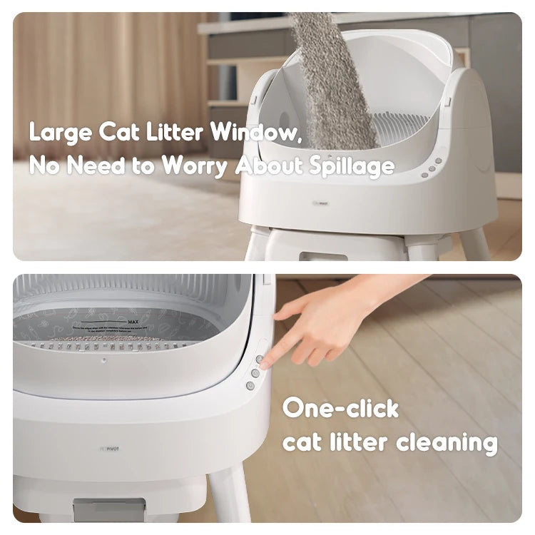 Petpivot Large space safety protection Automatic cat litter box without scoop Self-cleaning smart cat litter box