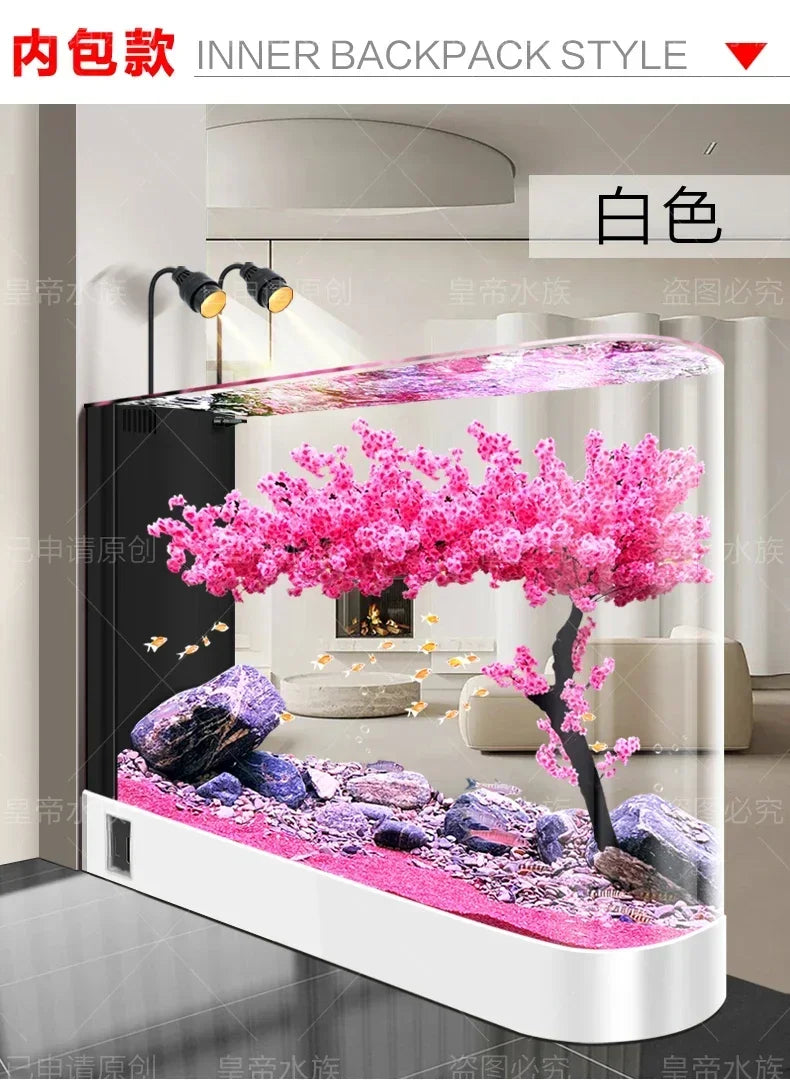 Fish Tank Super White Glass Living Room Large Subareas Screens Hot Bending Integrated Floor Aquarium