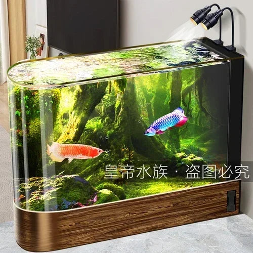 Fish Tank Super White Glass Living Room Large Subareas Screens Hot Bending Integrated Floor Aquarium