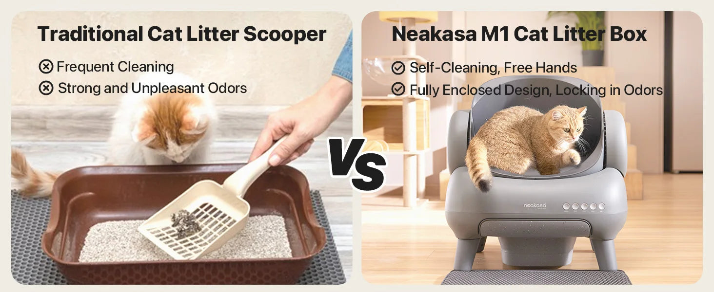 Neakasa M1 Automatic Cat Litter Box with App Control Open-Top Self Cleaning Smart Litter Box Safety Protection for Multi Cats