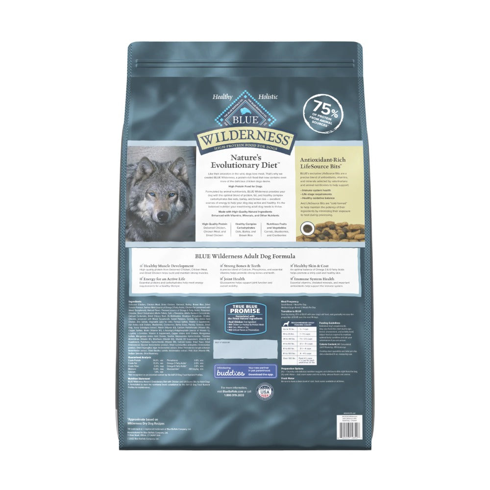 Dry Food for Dogs Wilderness High Protein Natural Adult Dry Dog Food Plus Wholesome Grains Chicken 24 Lb Bag Free Shipping Feed