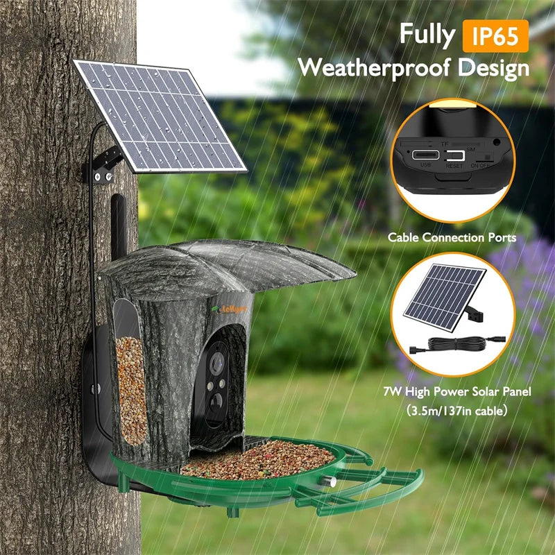 AI Smart Bird Feeder Camera with 64G Card,1080P HD AI Identify Bird Species,Hummingbird Feeder,Bird House with 7W Solar Panel