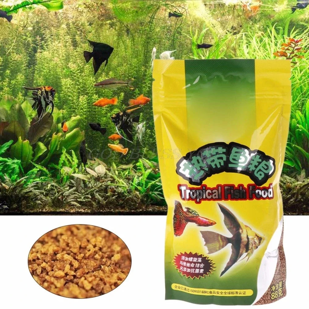 Aquarium Tank Tropical Fish Food Small Fish Feed Grain 88g Delicious Food Especially for Guppy Lantern Fish 1 Bag