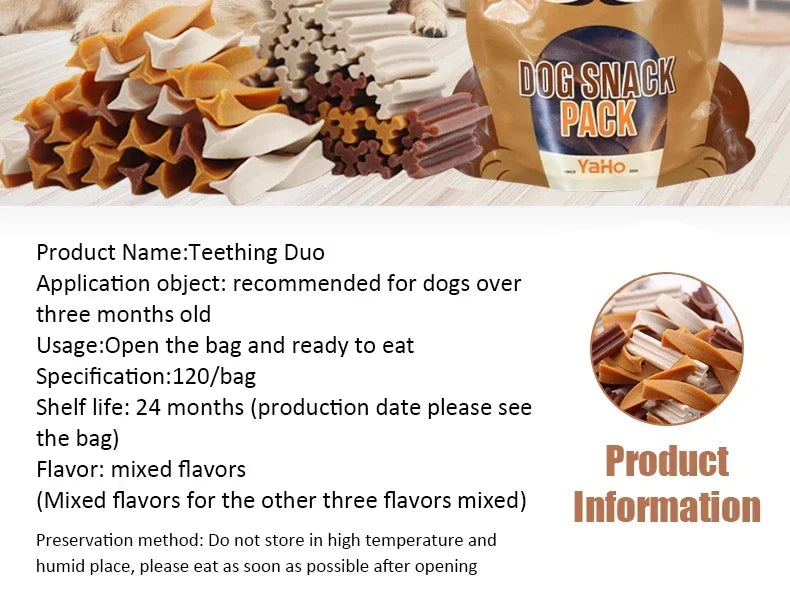 Dog Snacks Teething Stick 120g Mixed Flavor Tooth Cleaning Bone Fresh Breath Adult Dogs Puppy Training Reward Pet Snack Food